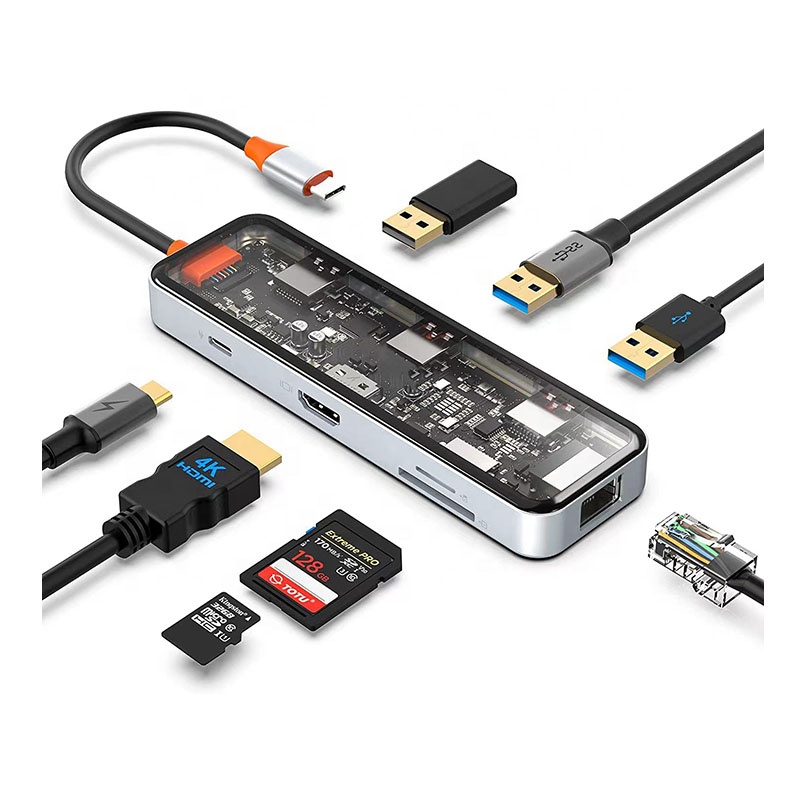 Usb C Hub - USB-C-hub met 4K-poort, Ethernet, 100W PD,