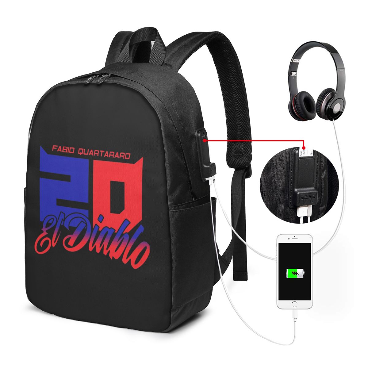 Laptop Bag - Fabio Quartararo El Diablo Nummer Rugzak