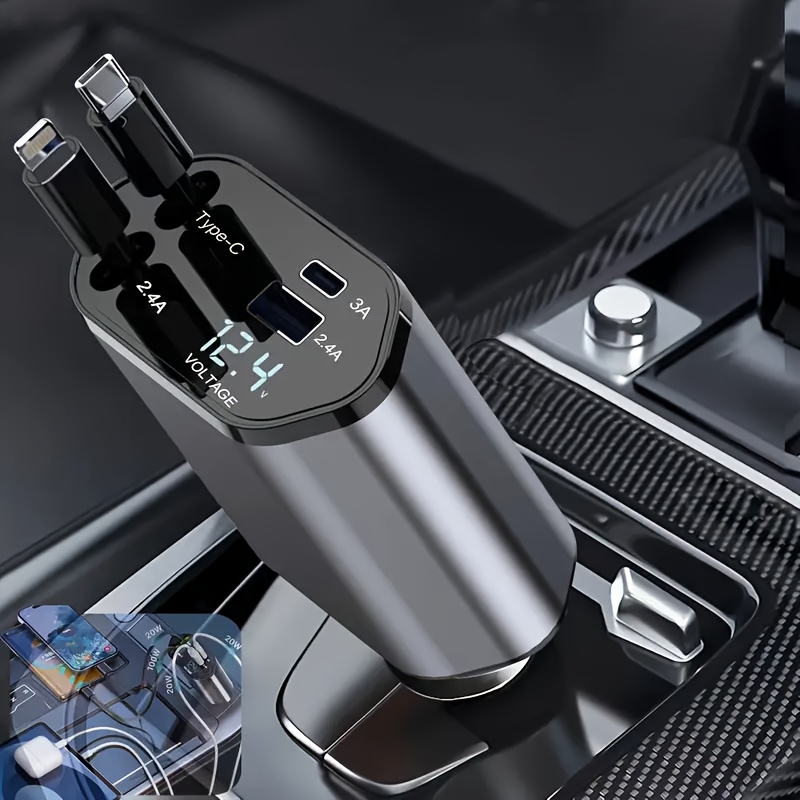 Usb C Hub - 4-in-1 snelle autotelefoonlader, 180 ° Vrije