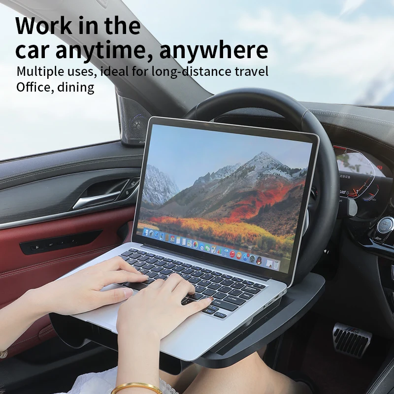 Laptop Stand - Multifunctionele autolaptopstandaard, opvouwbare stuurwieltafel met opbergvak